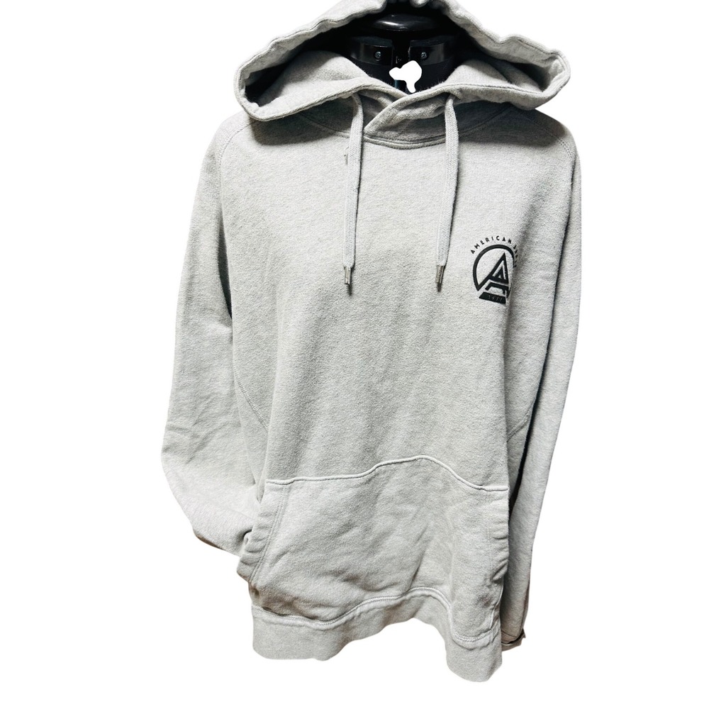 American Eagle Outfitters Mens Gray Graphic‎ Hoodie Pullover Long Sleeve Size L